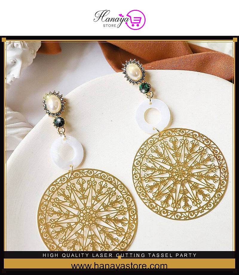 High Quality Laser Cutting Tassel Party Wedding Trendy Earring – Earrings Online in Pakistan | Hanaya