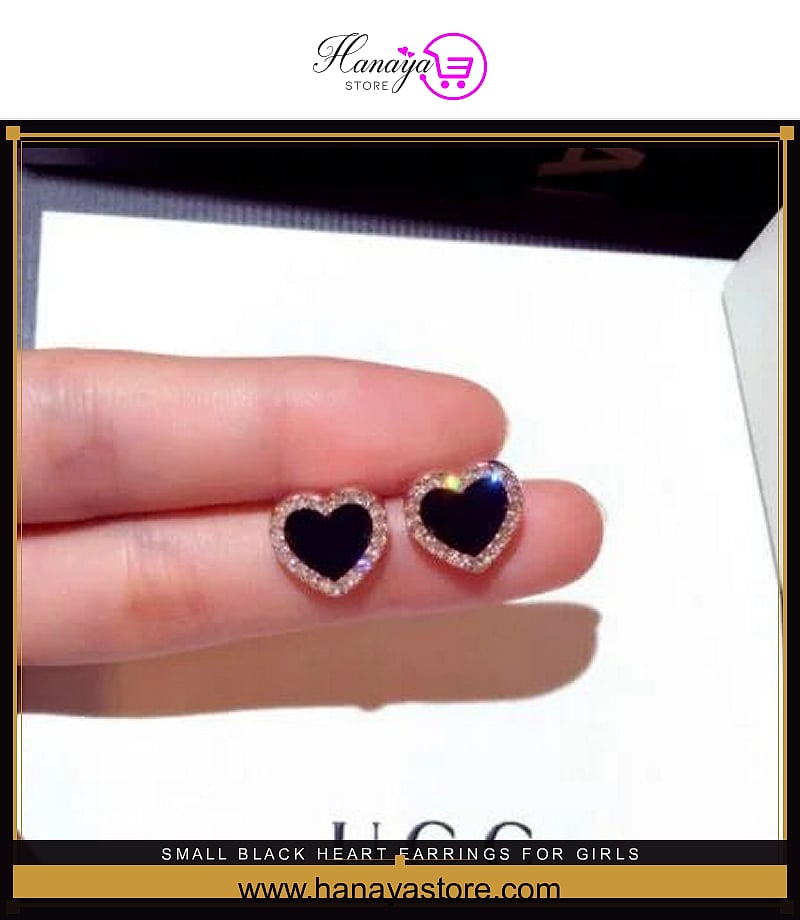 Small Black Heart Earrings for Girls – Stylish & Trendy – Earrings Online in Pakistan | Hanaya
