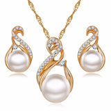 Trendy Classy Pearl Crystal Crystal Earring & Necklace Jewelry Set – Image 4 of 4