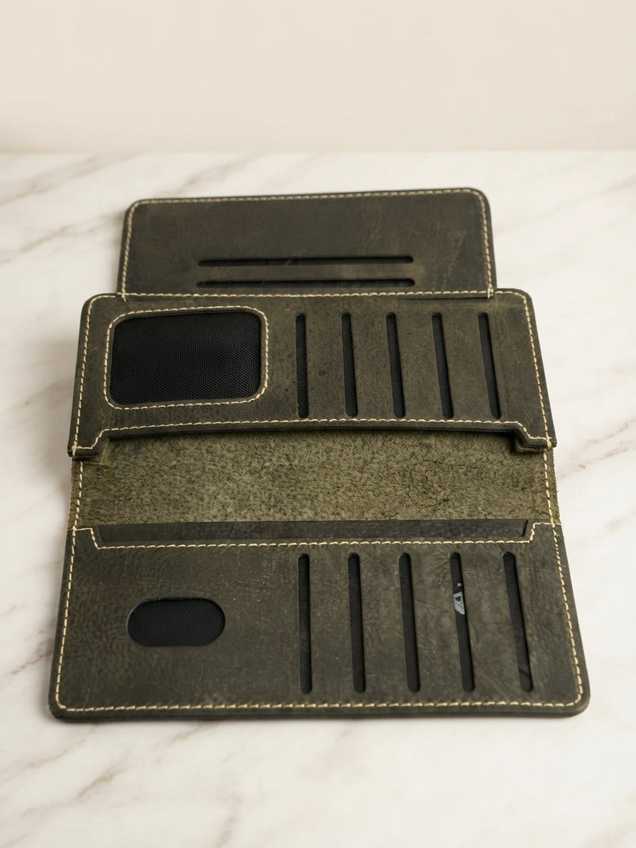 Genuine Leather Wallet for Men | Crazy Horse Pull-Up Cowhide Bifold Wallet with Card Slots & Cash Compartment