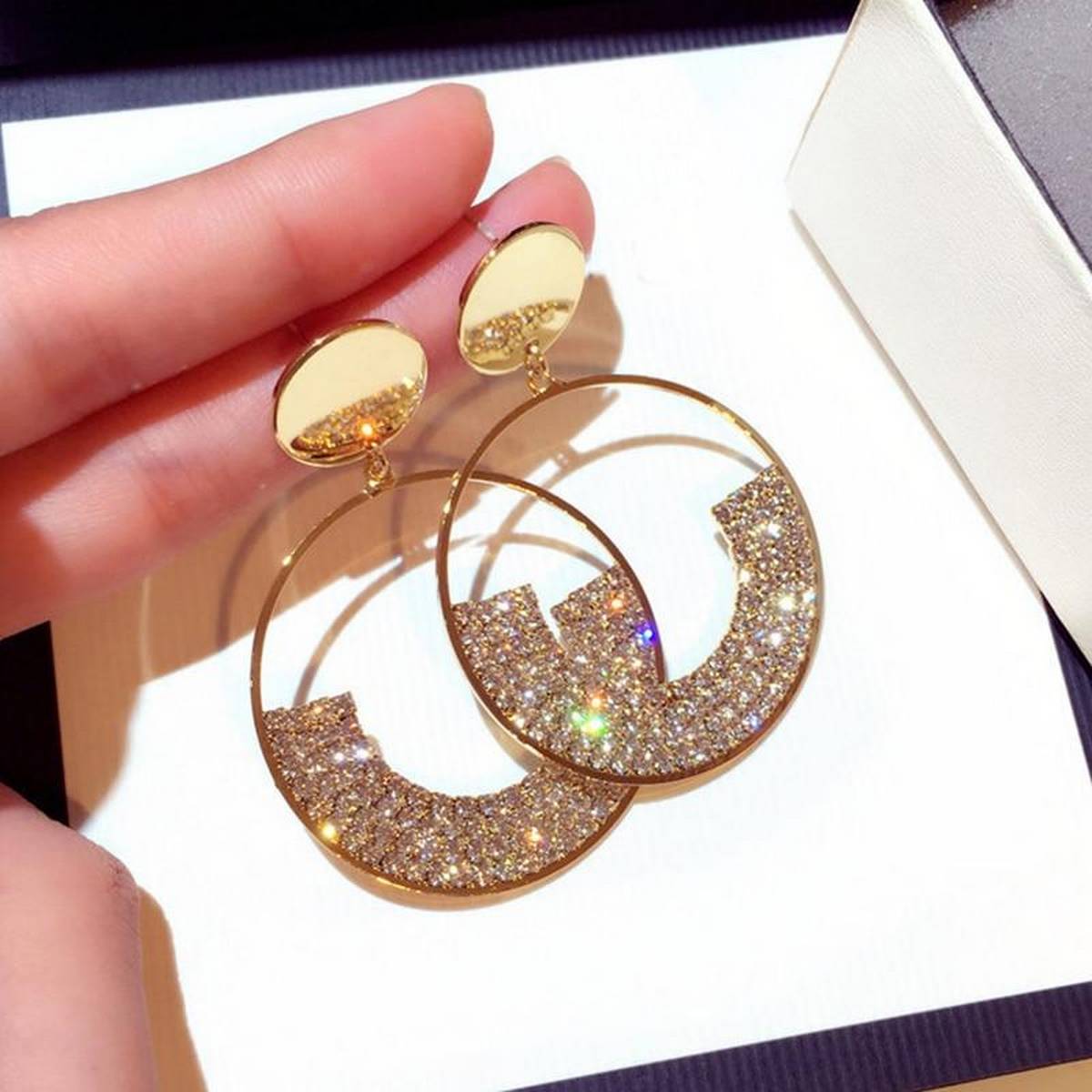 Trendy Dazzling Classy Round Crystals Earring For Her – Earrings Online in Pakistan | Hanaya