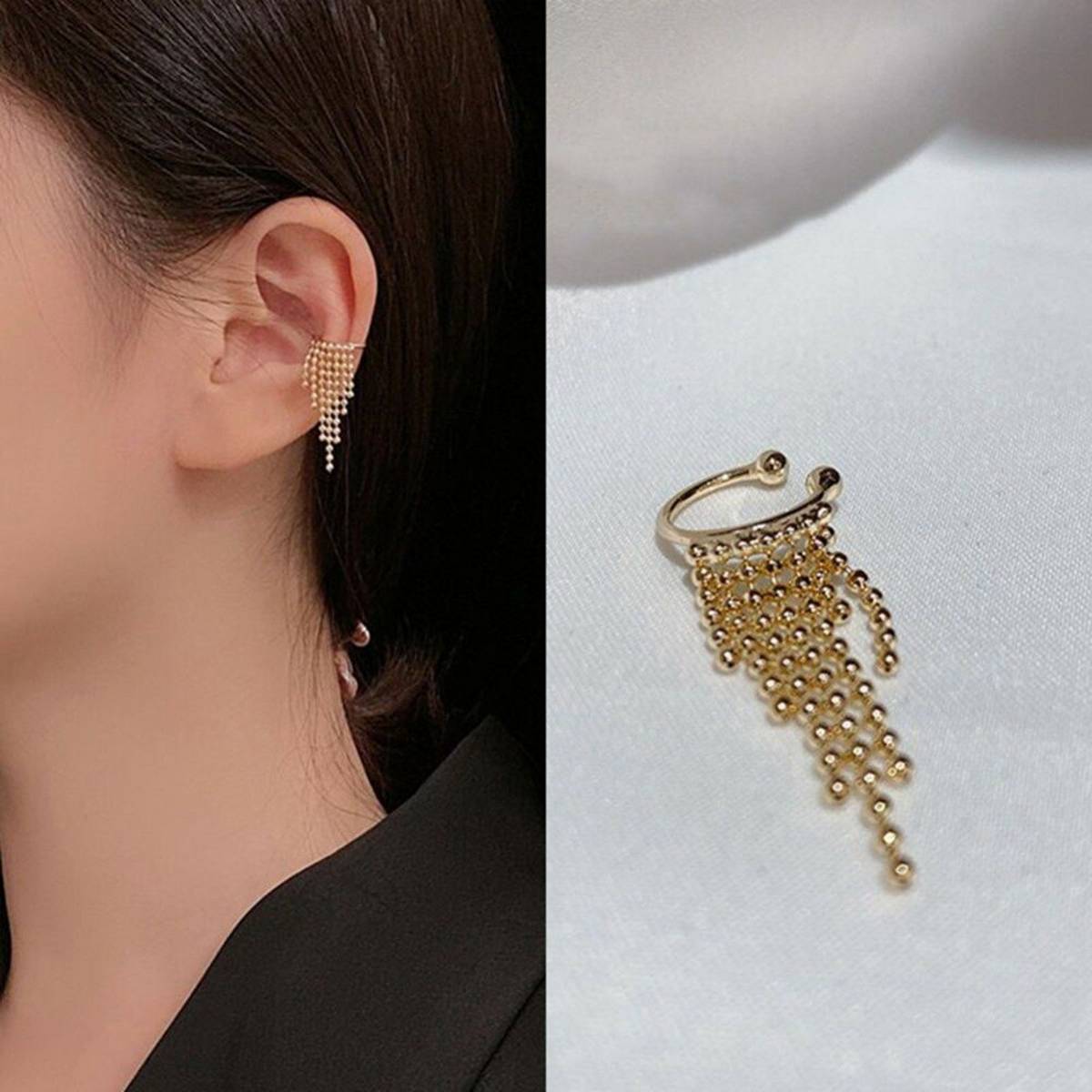2 Pieces High Quality Korean Tassel Ear Cuff – Earrings Online in Pakistan | Hanaya