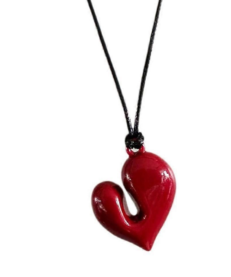 Trendy Shiny Big Love Heart Necklace Fashionable Statement Jewelry for Women – Close Up – Accessories | Hanaya Pakistan