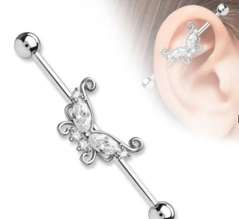 Best Selling Steel 38mm Ear Plug 16G 1.2mm Barbell Piercing Industrial Cartilage Ear Jewelry – Earrings Online in Pakistan...