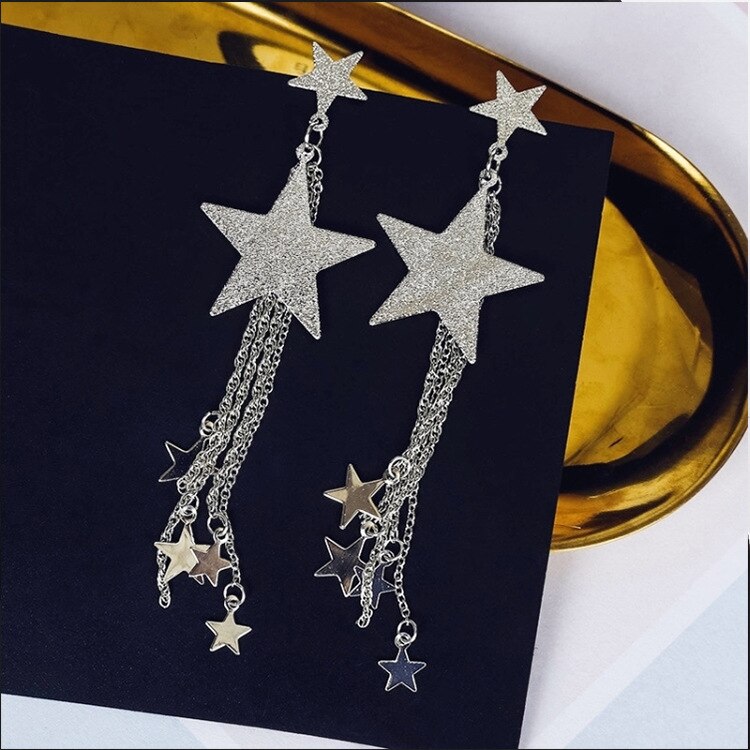 Hot Selling Elegant Trendy Tassel Star Earrings Fashion Jewelry – Earrings Online in Pakistan | Hanaya