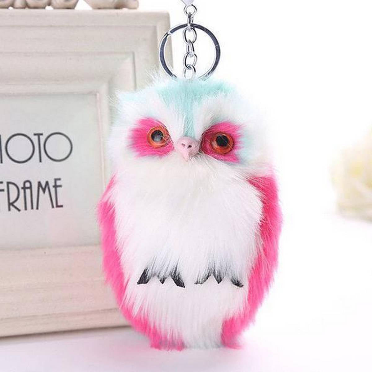 Beautiful PomPom Ladies KeychainFluffy Cute Faux Keyring Alloy Baby Owl – Accessories Online in Pakistan | Hanaya