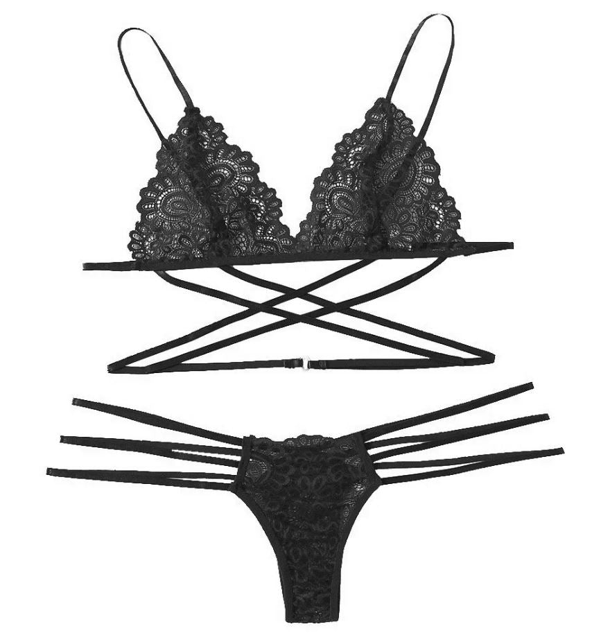 Lingeire Set One Size Fits 40 75 Kgs Lace Up Lingerie Set Bra Set Women Underwear Bikini Three Point Set Weight 40 75 Kgs – Buy bra & panty online in Pakistan