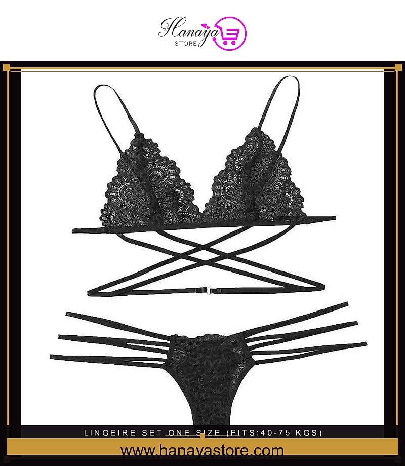 Lingeire set One Size (Fits:40-75 KGS) Lace-up Lingerie Set Bra Set Women Underwear Bikini Three-point Set (weight:40-75 KGS)