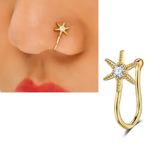 Elegant Fake Nose Stud Non Piercing Clip On Heart Shape Jewelry – Nose Jewelry Online in Pakistan | Hanaya