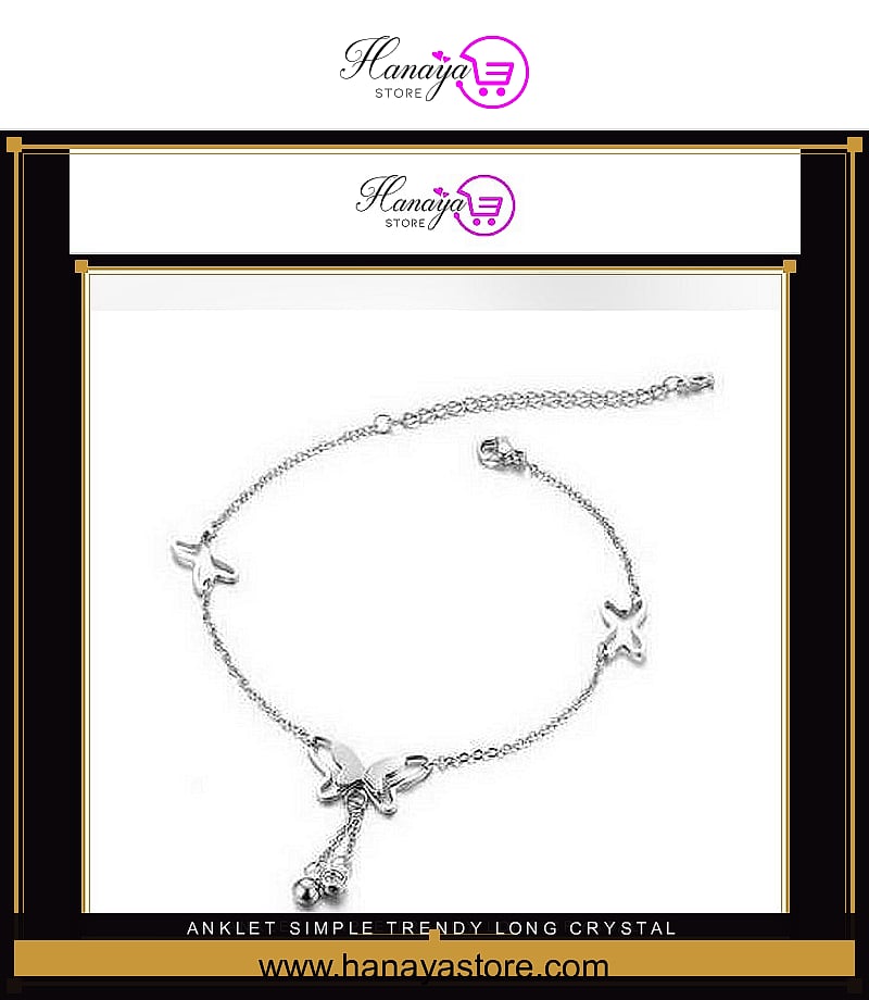 Anklet Simple Trendy Long Crystal – anklet Online in Pakistan | Hanaya