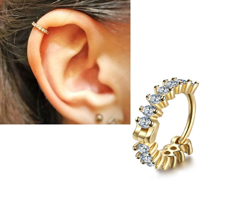 1 Piece Cartilage 5MM HELIX Helix DAITH 1.2MM 16G LOBE Stud Front Back Crystal Tragus TRAGUS ROOK Piercing ORBITAL Steel E...