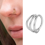Piercing 1 Piece 8mm Seamless 3 Row Hinged Segment Double Ring Clicker Long Helix Nose Ring Body Jewelry – Close Up – Nose...