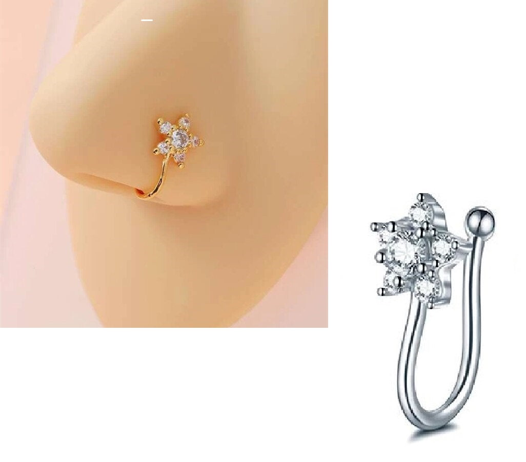 Non Piercing Clip On Thin Nose Pin Butterfly Love Shaped Heart Elegant Nostril Body Jewelry – Accessories Online in Pakist...