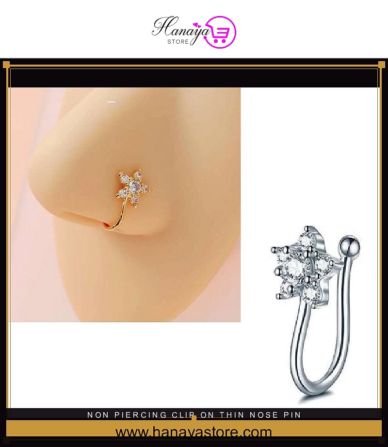 Non Piercing Clip On Thin Nose Pin Butterfly Love Shaped Heart Elegant Nostril Body Jewelry – Accessories Online in Pakist...