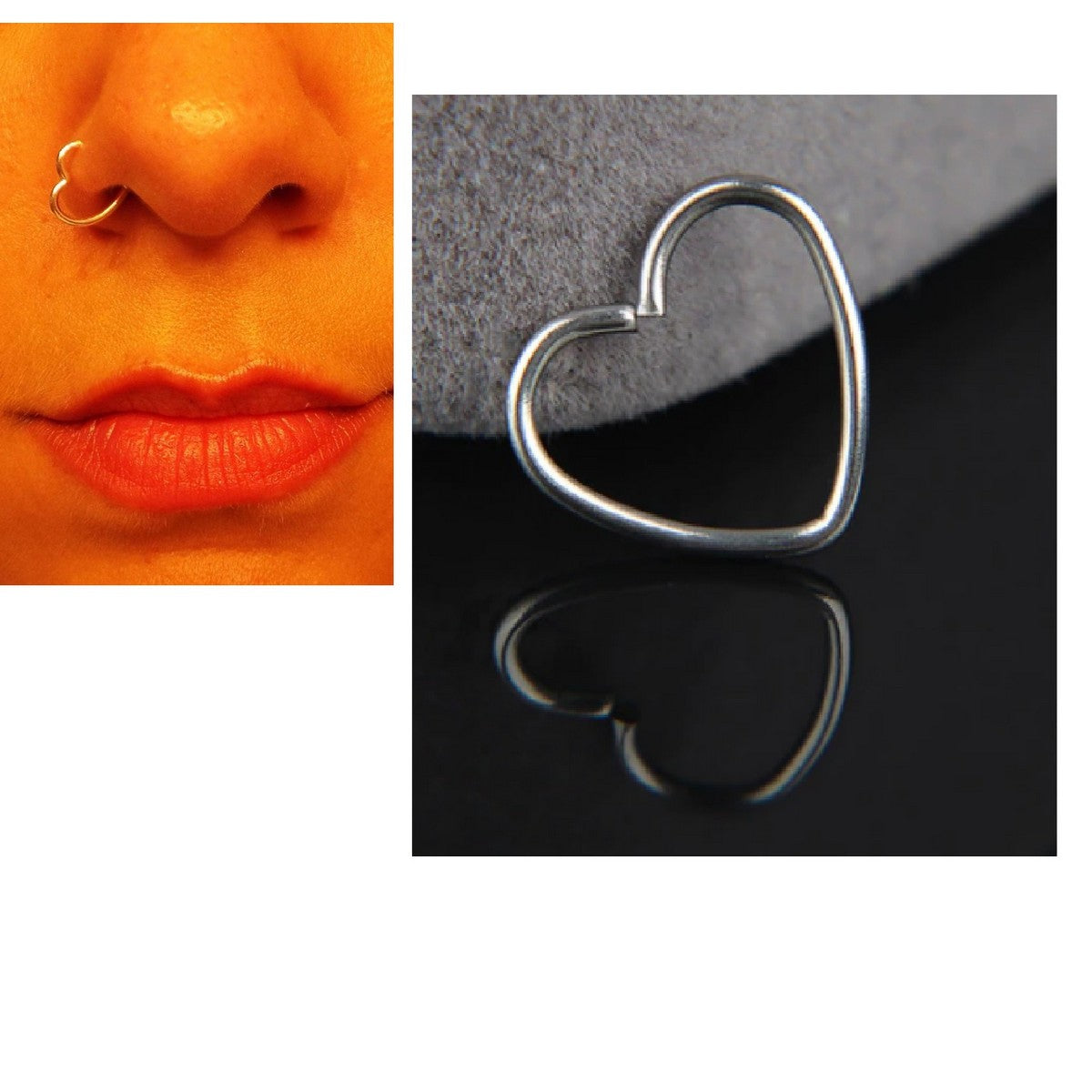 Steel Piercing Nose Pin 1pc 8mm Helix 0 8mm Heart Nostril Body Jewelry – Image 2 of 5