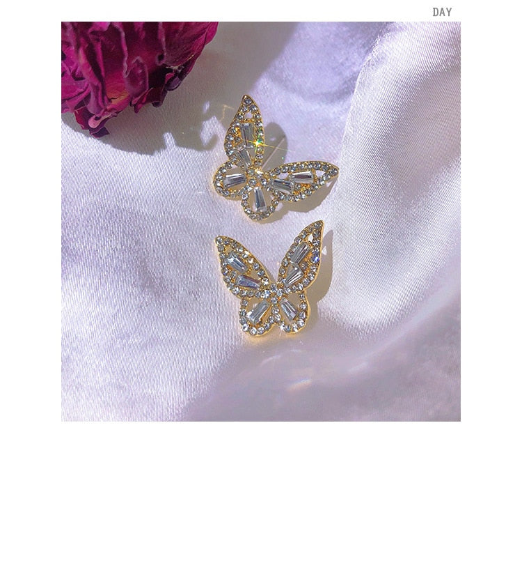 High Quality Small 1.4 Inch Zircon Plated Butterfly Earrings for Girls – Earrings Online in Pakistan | Hanaya