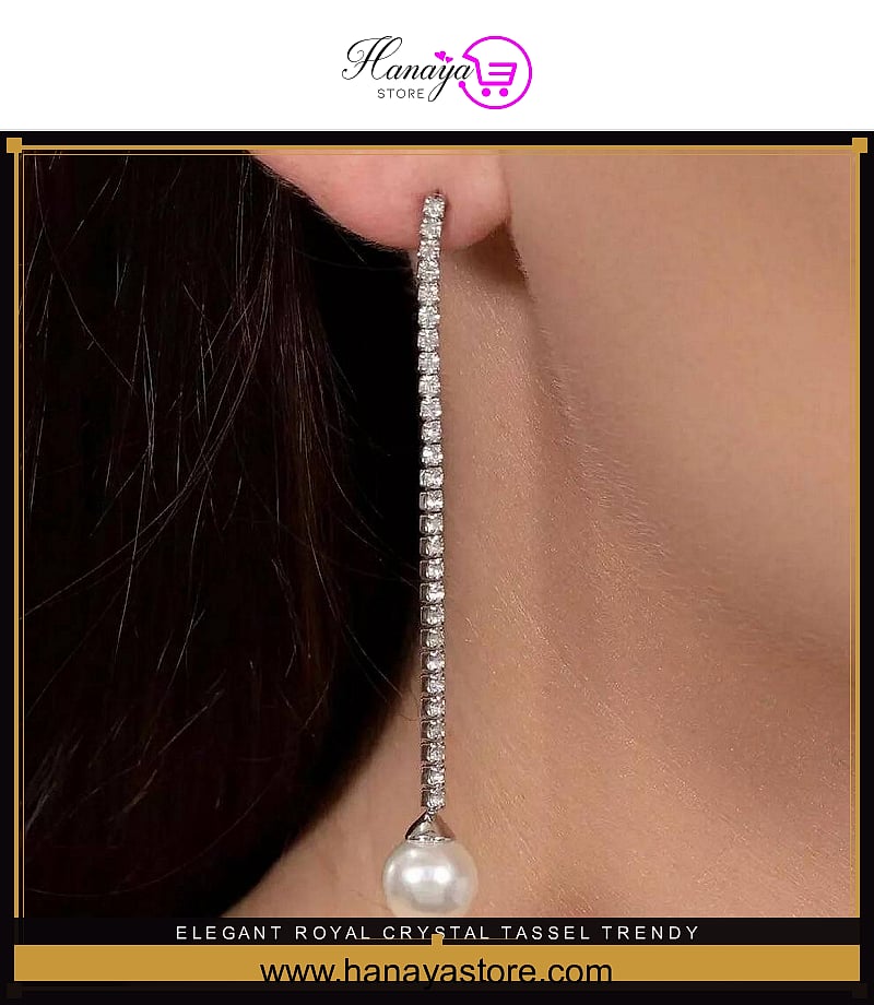 Elegant Royal Crystal Tassel Trendy Drop Classy Earring – Earrings Online in Pakistan | Hanaya