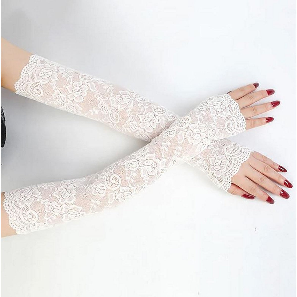 Fishnet Lace Hollow Elasticity UV Protection Fingerless fishnet gloves mittens ladies gloves women gloves gloves fingerles...