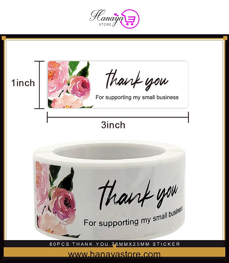 60pcs Thank You 76mmx25mm Sticker Envelope Seal Scrapbook Round Sticker Stationery Label Stickers – Stickers Online in Pak...