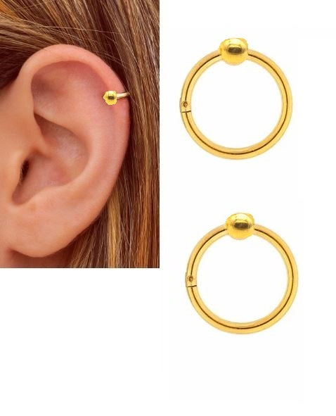 2 Pieces 10mm Seamless HELIX ORBITAL Hinged TRAGUS LOBE DAITH Segment Cartilage Helix Stud Tragus Ear Piercing SNUG ROOK E...