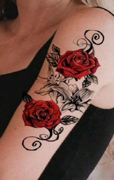 Waterproof Temporary Tattoo Sticker butterfly flower rose fake hand tattoo leg tattoo neck tattoo wrist tattoo thigh tattoo back tattoo arm tattoo foot tattoo Mehndi Henna