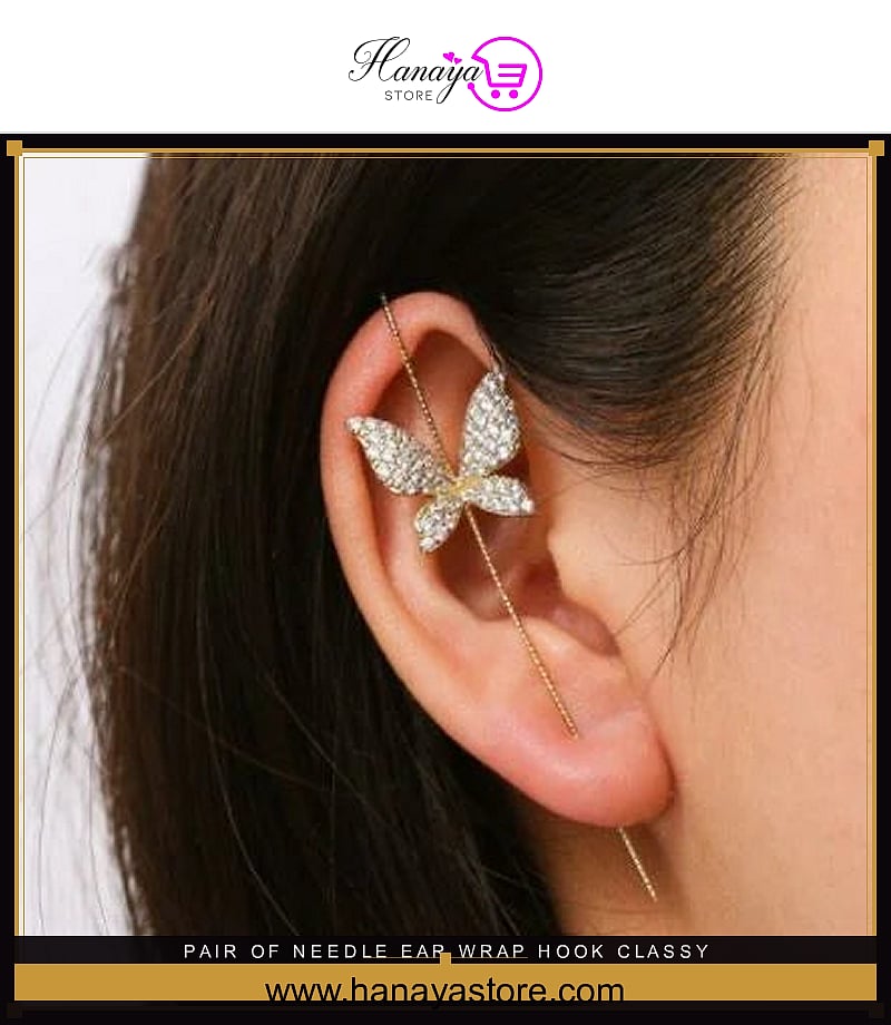 Pair of Needle Ear Wrap Hook Classy Royal Party Trendy Earring