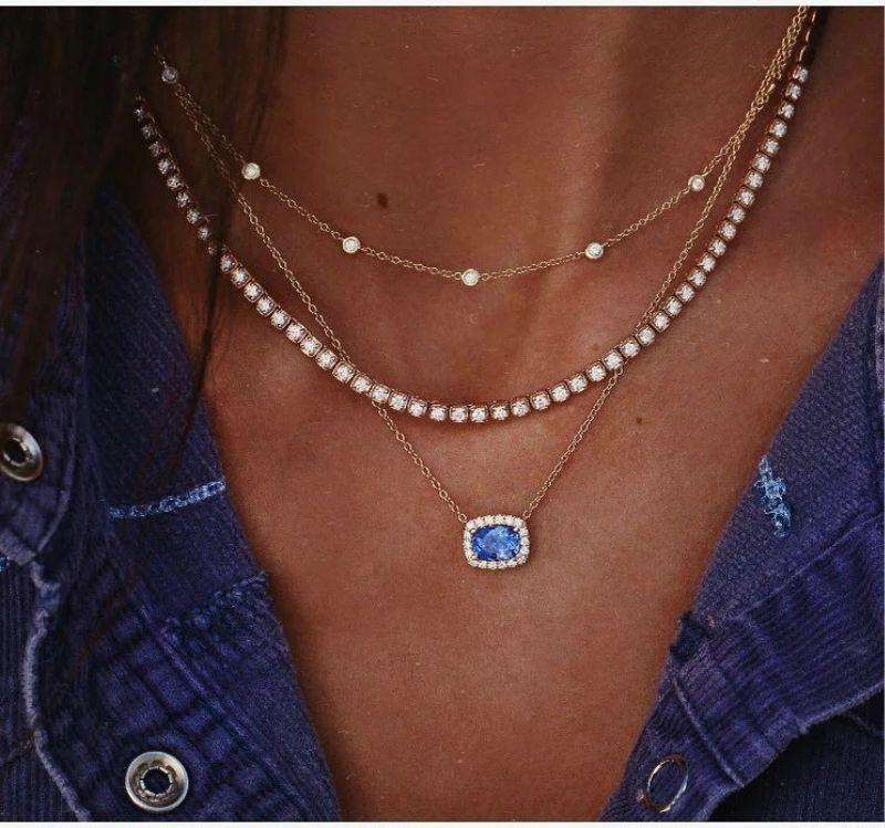 Trendy Classy Multi Layer Crystal Beaded Necklace – Close Up – Accessories | Hanaya Pakistan