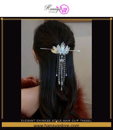 Elegant Chinese Style Hair Clip Tassel Hair Stick Traditional Floral Design – Traditional Floral Hair Stick for Women Hairpin Hairneedle