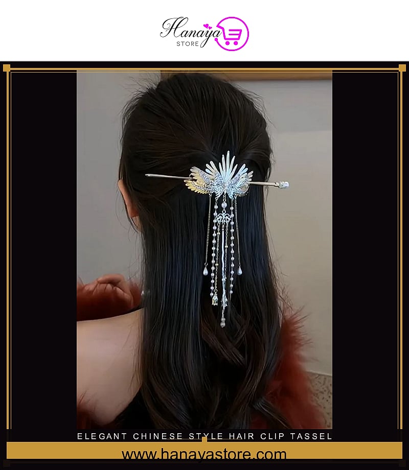 Elegant Chinese Style Hair Clip Tassel Hair Stick Traditional Floral Design – Traditional Floral Hair Stick for Women Hairpin Hairneedle