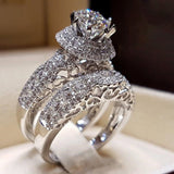 Trendy Classy Two Pieces Shinny Cubic Zircon Ring