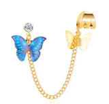 Pair Left & Right Tassel Chain Butterfly Cuff Drop Earrings – Image 4 of 4