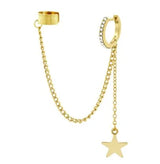 Pair Left & Right Tassel Chain Pearl Long Cuff Drop Earrings – Image 6 of 10