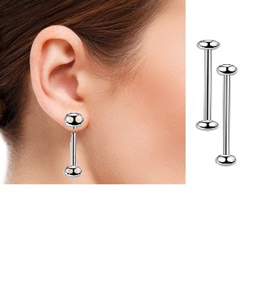 Classy 10MM Small Thick 1.6MM Front Back Trendy Elegant Earrings Pair – Close Up – Earrings | Hanaya Pakistan