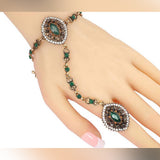 Trendy Royal Turkish Wedding Adjustable Bracelet Linked Classy Finger Ring