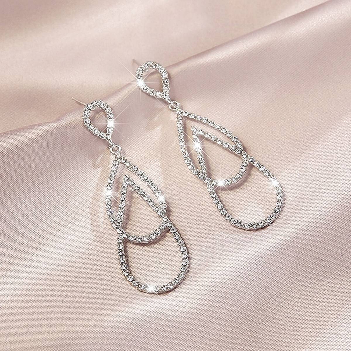 Classy Multi Layered Fully Crystal Shinny Trendy Elegant Earring – Earrings Online in Pakistan | Hanaya