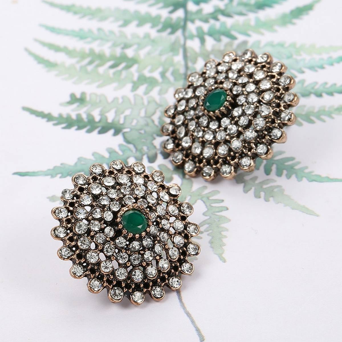Unique Classy Round Trendy Green Fashionable Earrings – Earrings Online in Pakistan | Hanaya