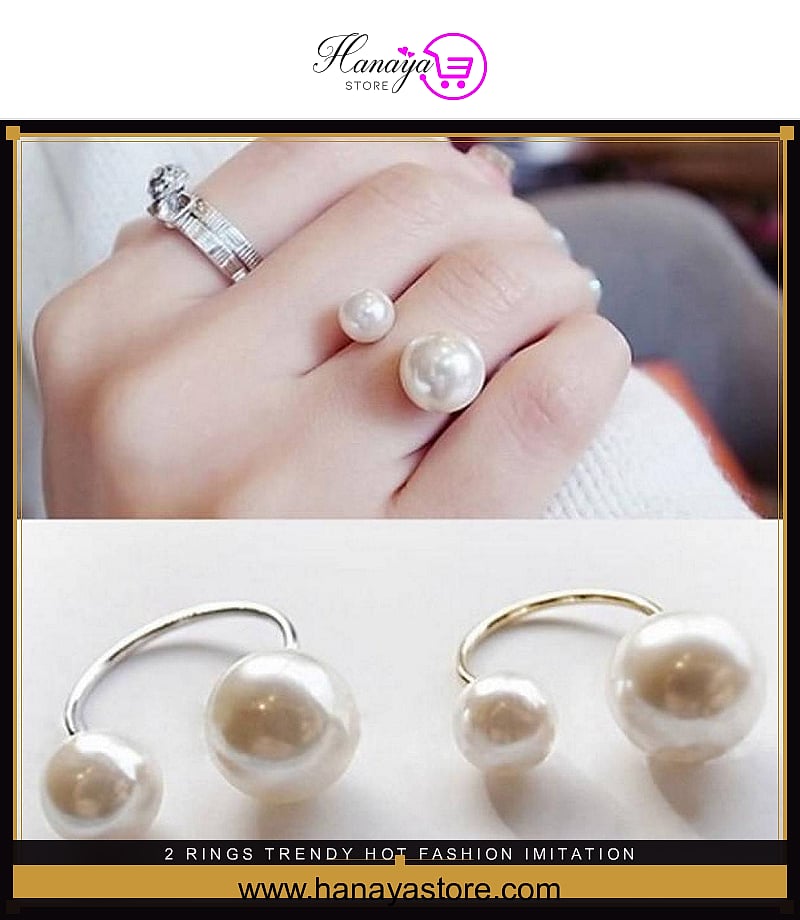 2 Rings Trendy Hot Fashion Imitation Pearl Size Adjustable