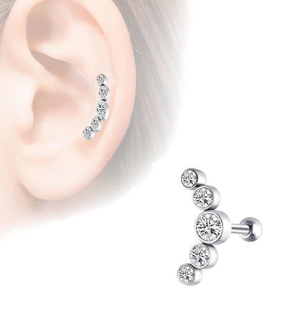 1 Piece Cartilage Helix Stud Crystal Tragus Ear Piercing Plug Earring – Image 6 of 6