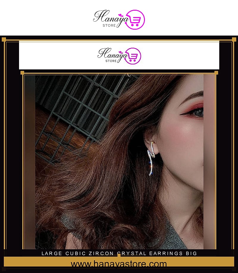 Large Cubic Zircon Crystal Earrings – Big Elegant & High-Class Design – Earrings Online in Pakistan | Hanaya