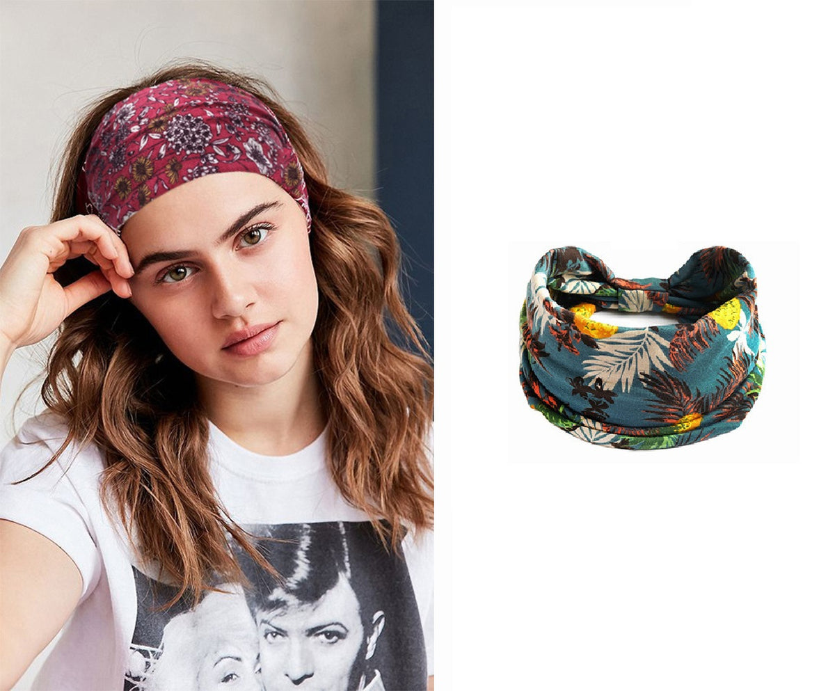 Bohemian Yoga Headband for Women – Wide Elastic Cotton Sports Hairband Non-Slip Workout Bandana Cashew Hair Accessory, Str...