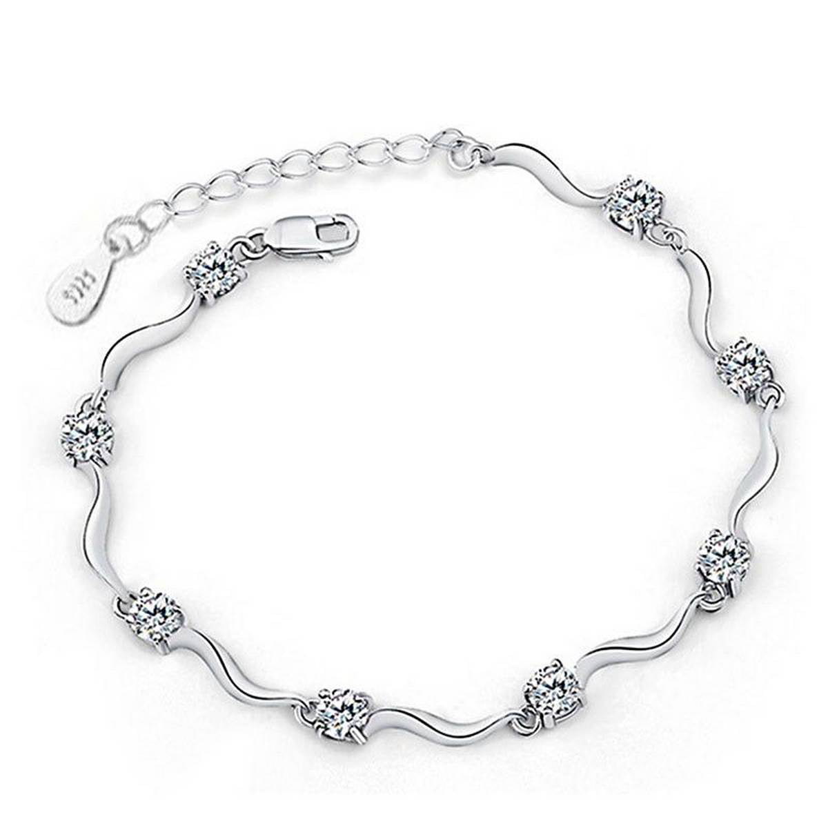 Trendy Silver Zircon Crystal Bracelet Love Vintage Bracelet – bracelet Online in Pakistan | Hanaya