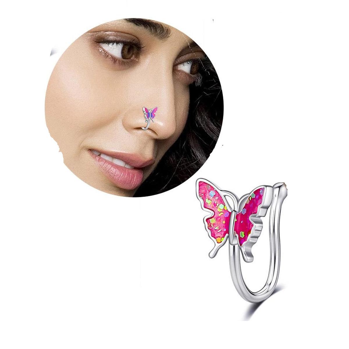 Butterfly Design Clip On Nose Pin Non Piercing Adjustable Jewelry – Close Up – Nose Jewelry | Hanaya Pakistan