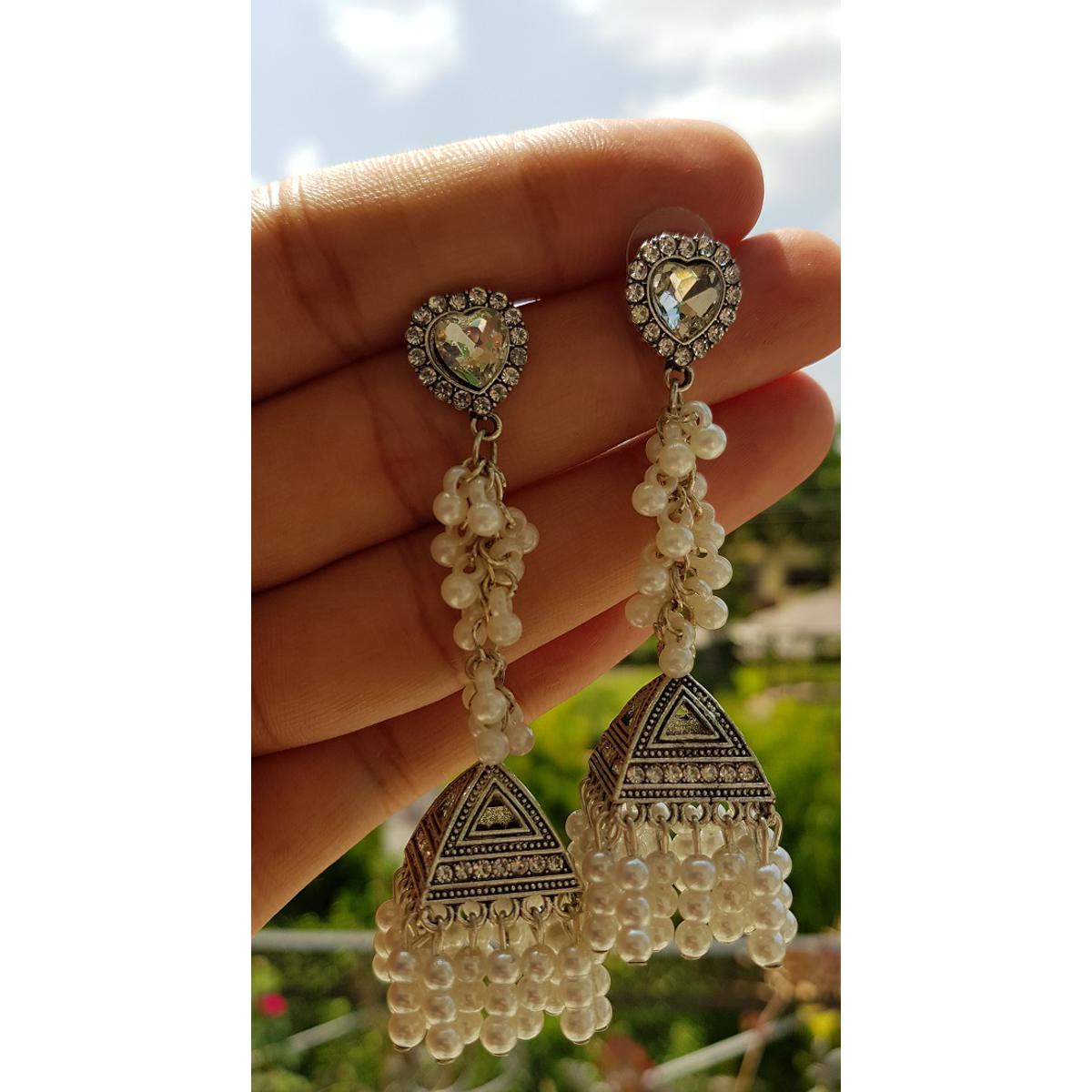 Classy Tassel Elegant Long Chain Pearls Fashion Earring – Earrings Online in Pakistan | Hanaya