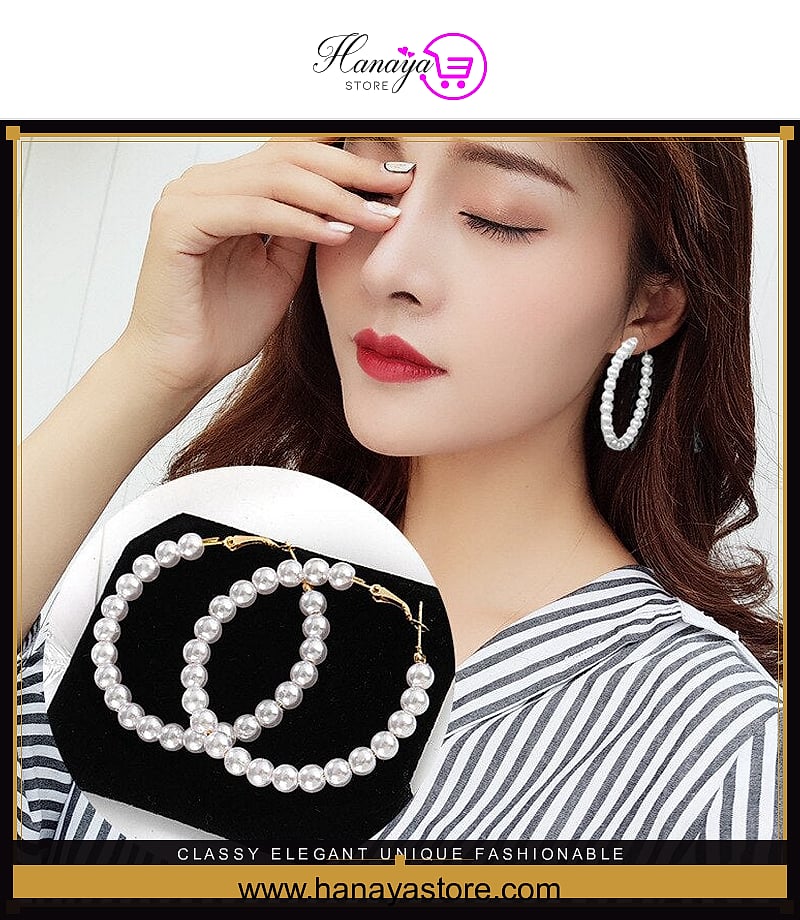 Classy Elegant Unique Fashionable Circle Pearls Earring – Earrings Online in Pakistan | Hanaya