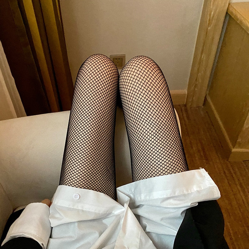 Women Lace Full Socks Mesh Holes Stretchable Long Stockings – Accessories Online in Pakistan | Hanaya