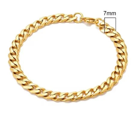 Steel 7mm Cuban Link Bracelet - Four Side – bracelet Online in Pakistan | Hanaya