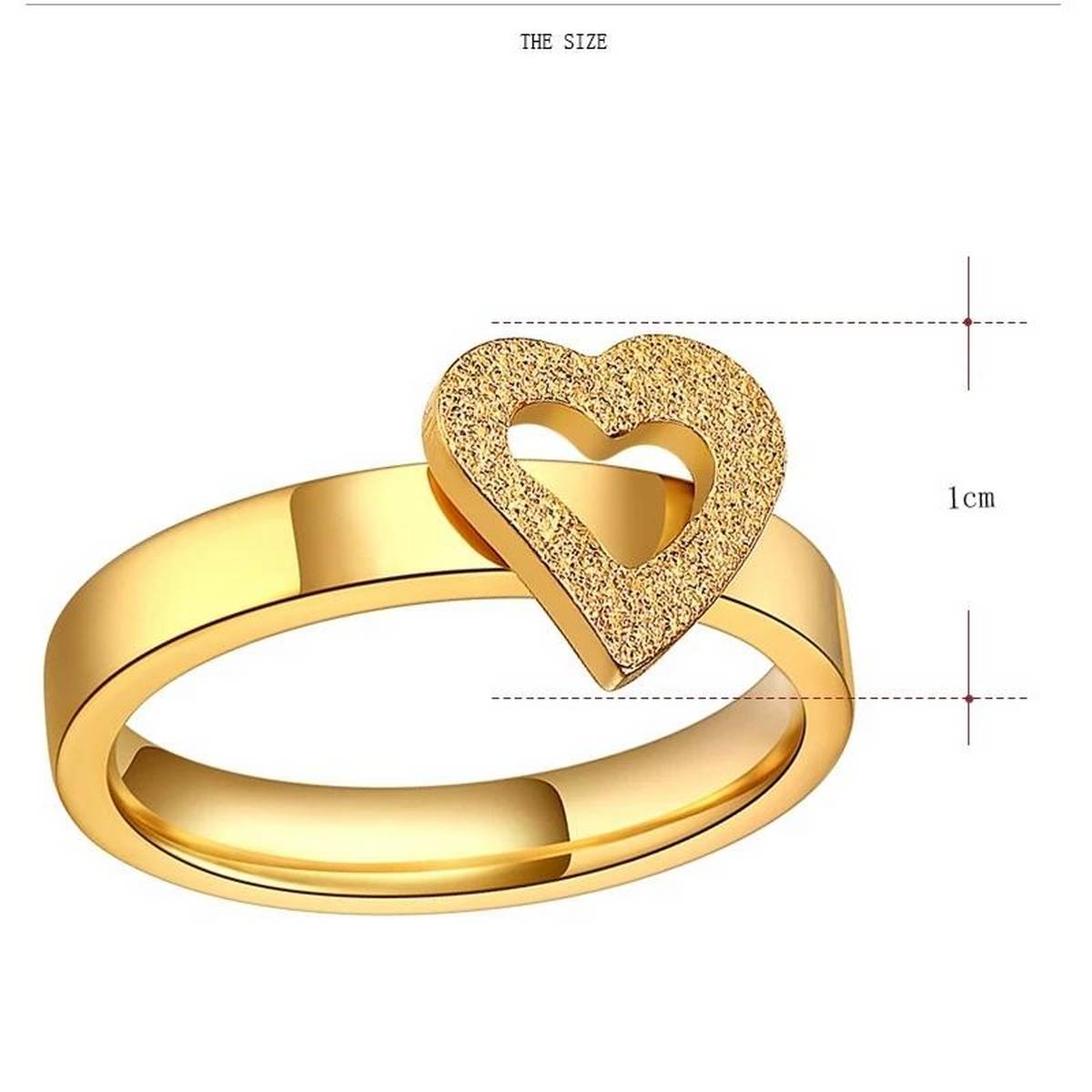 Golden Trendy Size 17 Heart Love Ring – Accessories Online in Pakistan | Hanaya