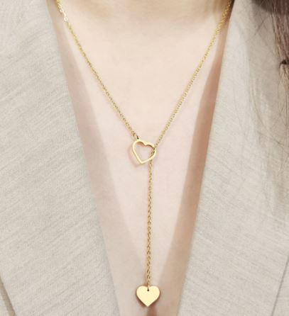Trendy Two layered Heart Love Classy Elegant Necklace – Close Up – Accessories | Hanaya Pakistan