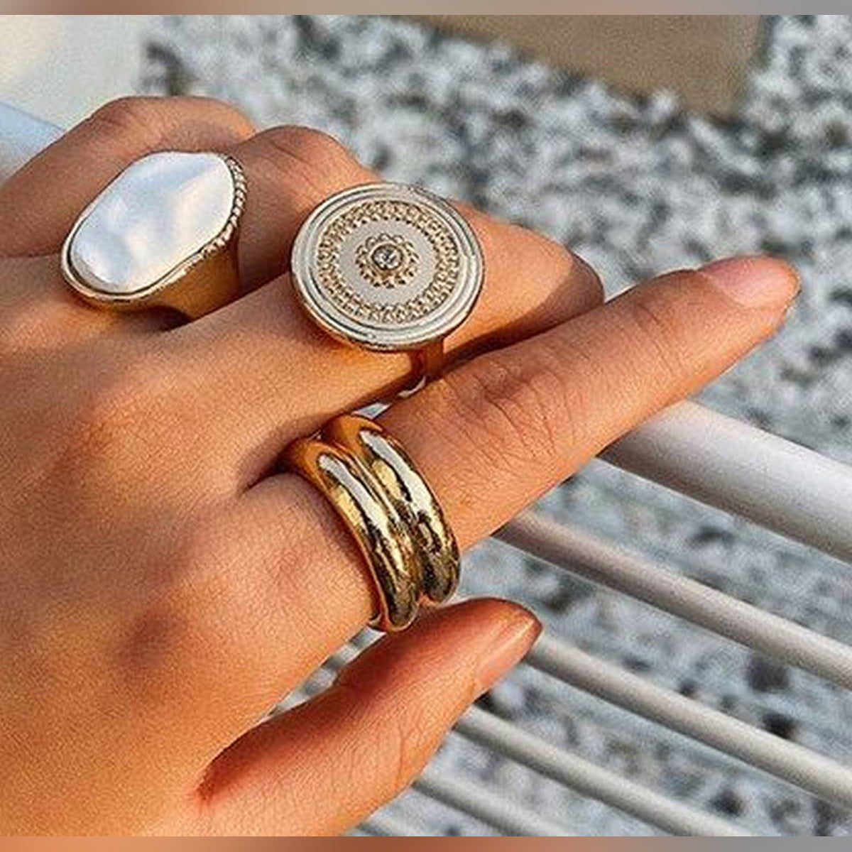 Fashion Trendy 3 Pieces Jewelry Classy Ring Set For Women – Accessories Online in Pakistan | Hanaya