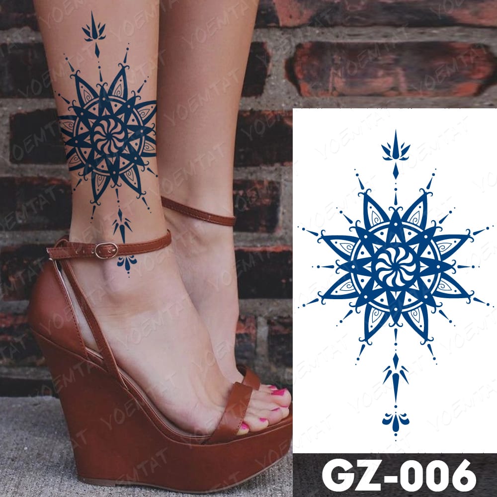 Waterproof Temporary Tattoo Sticker flower rose fake hand tattoo leg tattoo neck tattoo wrist tattoo thigh tattoo back tattoo arm tattoo foot tattoo Mehndi Henna